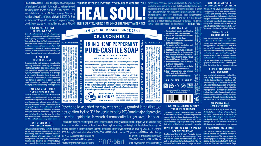 Dr. Bronner’s to Provide Employees Ketamine-Assisted Therapy